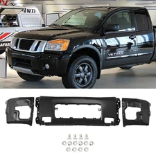 Black Steel Front Bumper Face Bar For 2004-2015 Nissan Titan w/Fog Light Holes