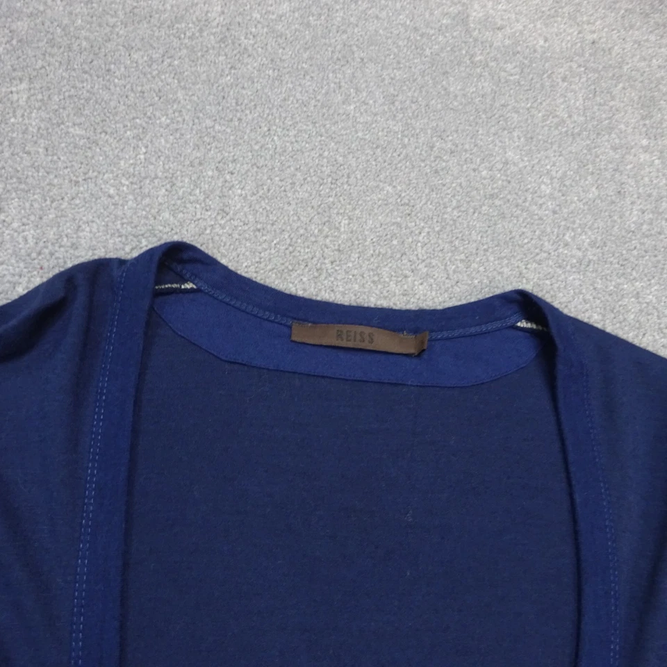 Pull Reiss pour femme petit cardigan bleu laine viscose Preppy Classic... - Photo 4/4