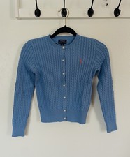 Image of Polo Ralph Lauren Big Girl Cardigan Sky Blue M(8-10)