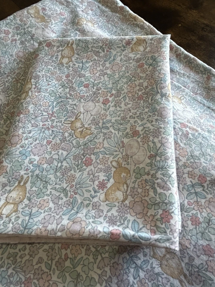 Ditsy Bunny Cotton Fabric Childs Duvet & Pillowcase Set Reversible Floral Kitsch - Image 2 of 4