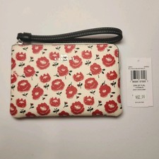 Coach Corner Zip Wristlet With Floral Print In Canvas/Silver/Chalk Multi CBP21