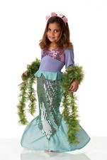Lil Mermaid Toddler Costume Sequined Dress Seashell Headband Halloween 00015