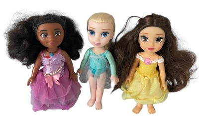 Jakks Disney Petite Princess 6'' Dolls Lot of 3 Girls Moana, Belle, Elsa Frozen