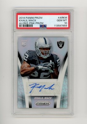 2014 Panini Prizm Khalil Mack Pink Prizm Rookie Auto #52/75 PSA 10 GEM Jersey #