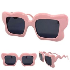 Oversized Exaggerated Vintage Retro Style SUN GLASSES Large Big Funky Pink Frame