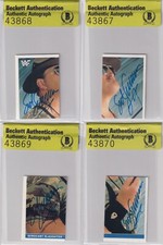 Sgt. Slaughter Signed 1991 EuroFlash WWF Superstars Rookie 4 Card Set BAS COA RC