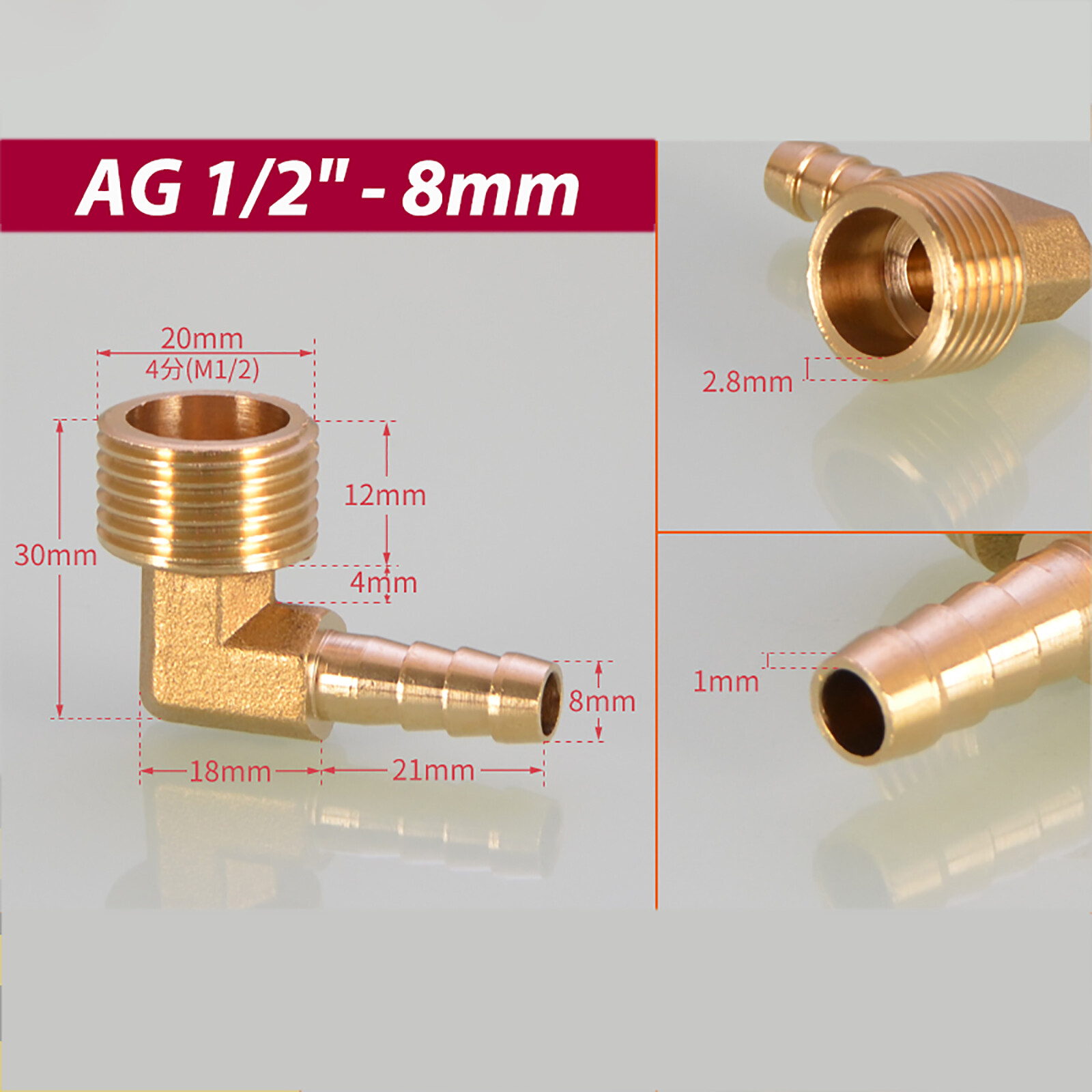 2 Schlauchstutzen-Winkel M16x1.5 - Adapter Für Gas, Wasser & Ölleitungen