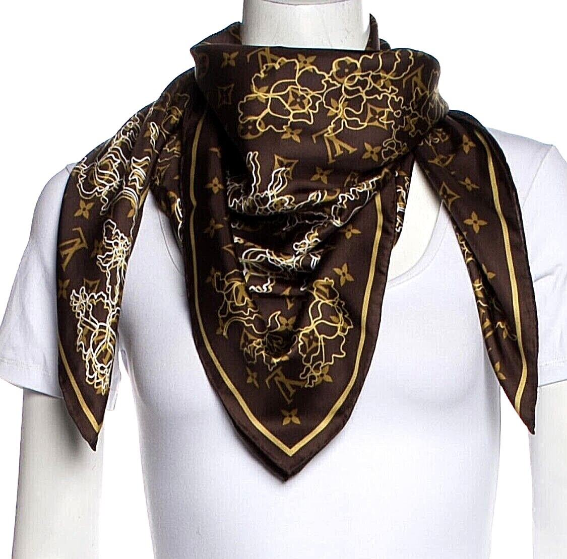 LOUIS VUITTON Silk Monogram Pattern Scarf | eBay