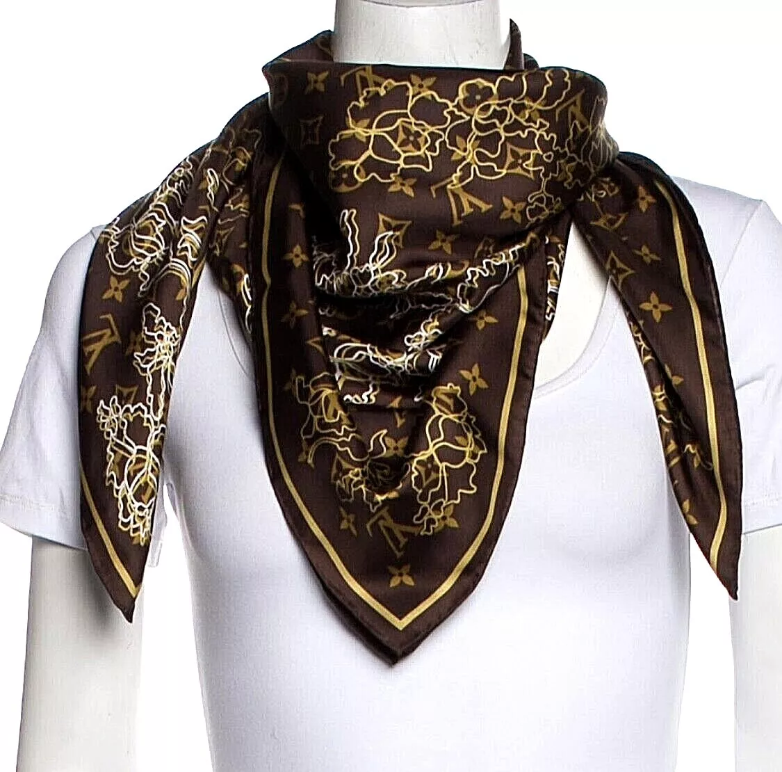 Louis Vuitton Black Monogram Pattern Silk Scarf Louis Vuitton