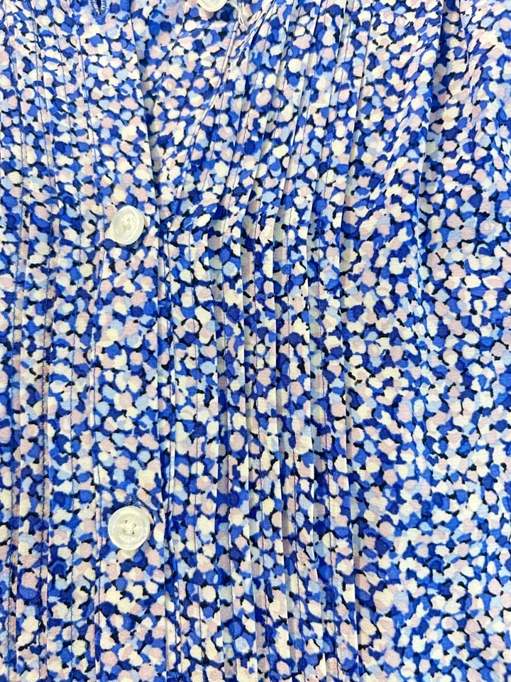 Kate Spade шелковый топ синий Ditsy цветочный без рукавов плиссированные вискозы XS - Изображение 4 из 4