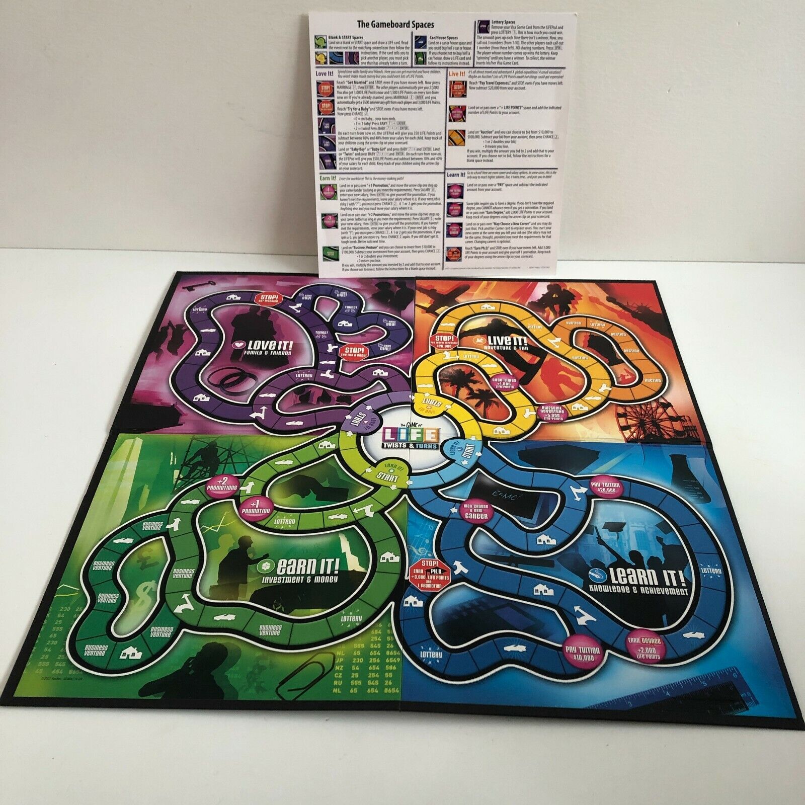 The Game of Life Twists and Turns Board Game Board ONLY Quick  RulesReplacement