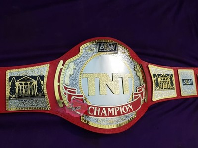 TNT Championship Belt Replica Wrestling Genuine Red Leather Belt Dual