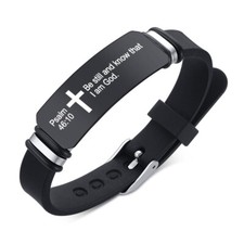 Religious Cross Jesus Scripture Christian Bible Verse Faith Bracelet Silicone