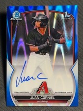 2023 Bowman Chrome 1st BLUE REFRACTOR PROSPECT ROOKIE AUTO Juan Corniel /150