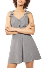 Topshop 158146 Women's Gingham Sleeveless Skater Dress Black/White Sz. 6 US