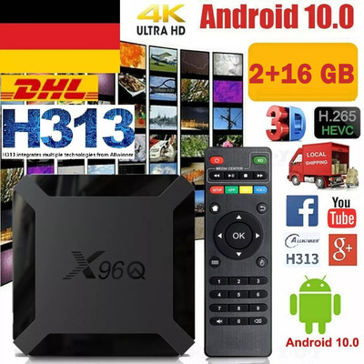 2025 X96Q Android TV Box 10 Smart H313 Allwinner Quad-Core YouTube + Apps 4K OVP