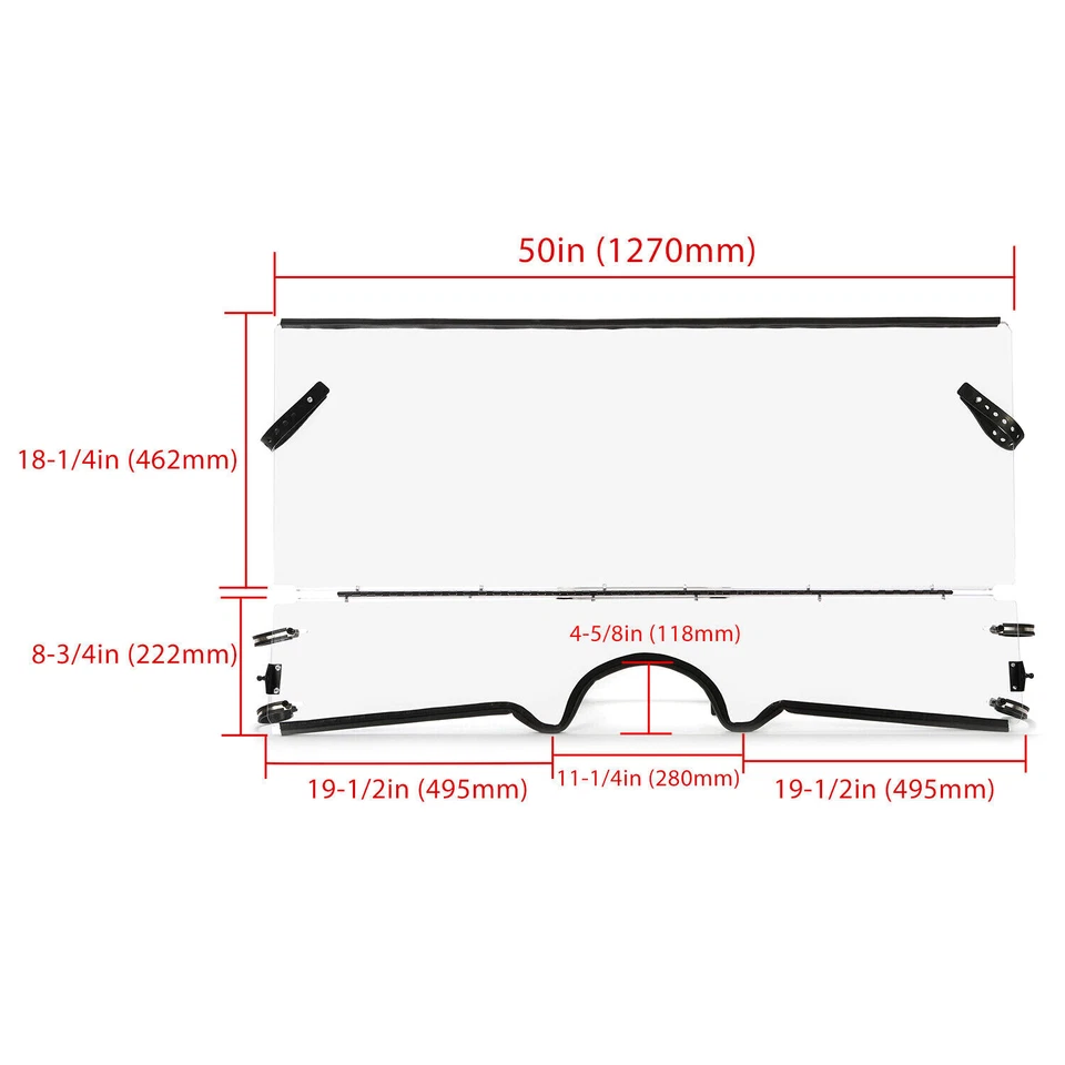 For 2004-2013 Yamaha Rhino 450,660,700 Folding Full Front Windshield 1/4" THICK! - Image 2 of 4