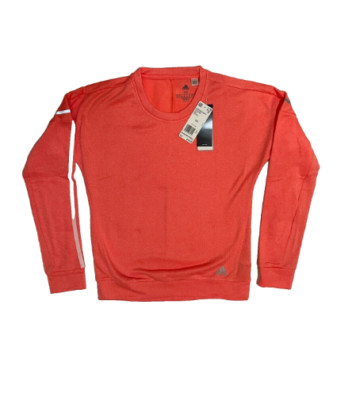adidas Running Long Sleeve Womens XS Climalite Training Crew Neck Coral Orange