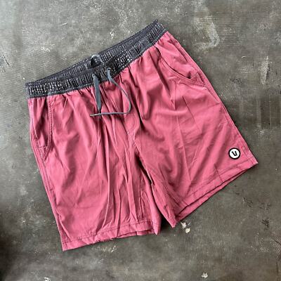 NWOT Mens Vuori Kore Short 7.5'' Lined Athletic Hybrid Saltwater Red Salmon L