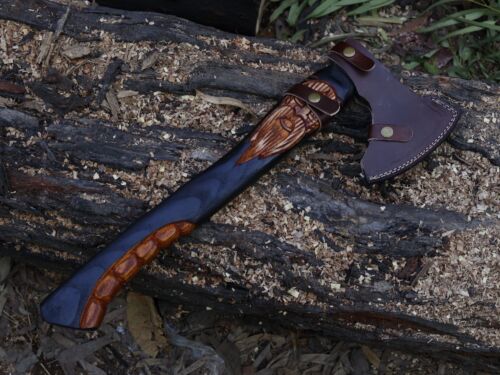 Ascia vichinga lama acciaio al carbonio bellissima ascia Tomahawk fatta a mano con L/guainaBL-4735 - Foto 23 di 23