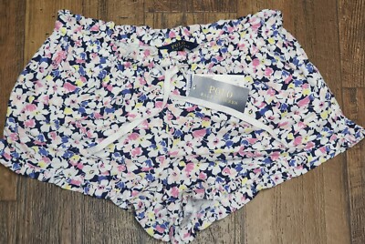 NWT Polo Ralph Lauren Women's Floral Navy Shorts Ruffled Drawstring
