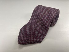 VINTAGE Yves Saint Laurent Men's Purple  Gray Diamond Floral Silk Neck Tie 225