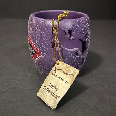 Vintage Southwestern Native Purple Gecko Cut Out Tea-light Candle Holder Votive
