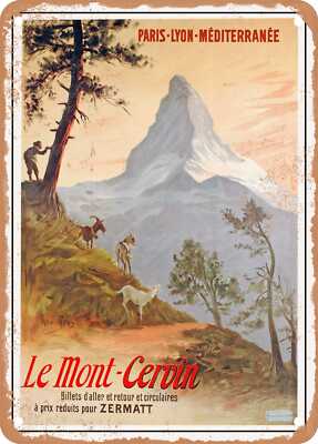matterhorn cigarettes jamaica METAL SIGN - 1903 PLM Le Mont Cervin Zermatt Matterhorn Vintage Ad