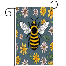 Floral Bumble Bee Welcome Garden Flag 12x18 Outdoor Yard Decoration