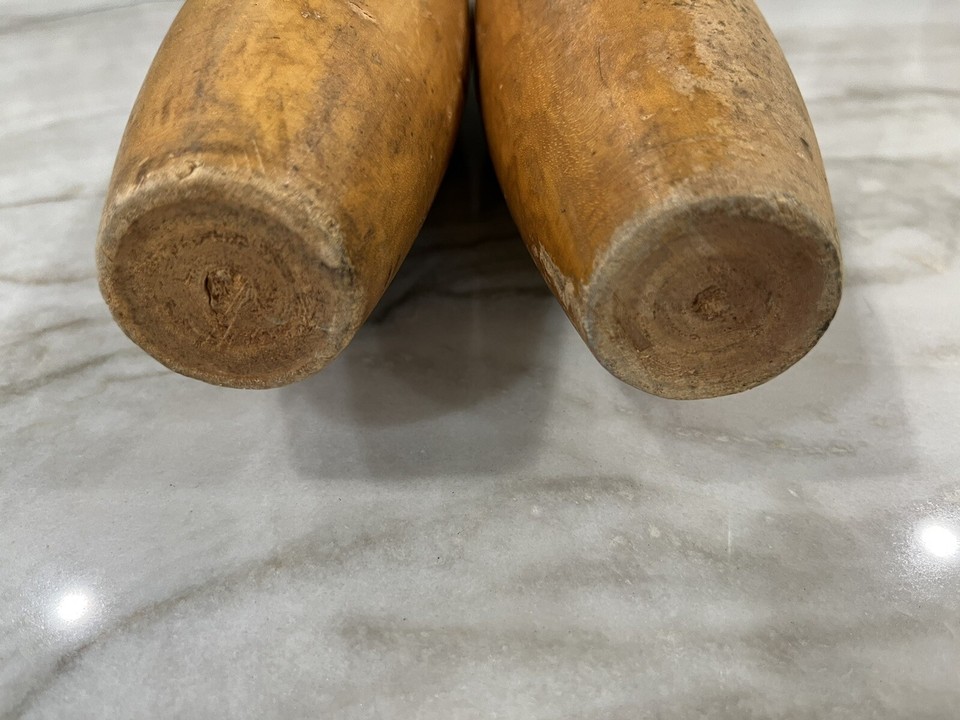 Two Vintage Wooden Juggling Pins Clubs One Pound 16.5” Solid Wood eBay