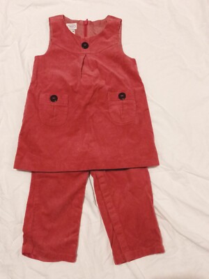 Baby Kleinkind Mädchen rosa Trägerhose Outfit Set 12-18 18-24 Monate