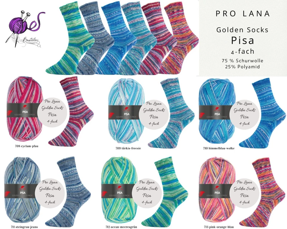 "Pro Lana Golden Socks Pisa" 100g Sockenwolle Strumpfwolle 4fach