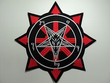 BAPHOMET CHAOS RED AND WHITE EMBROIDERED BACK PATCH