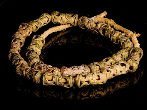 African Brass Filigree Hourglass Eye Design Lost Wax Beads from Ghana M00336_MO