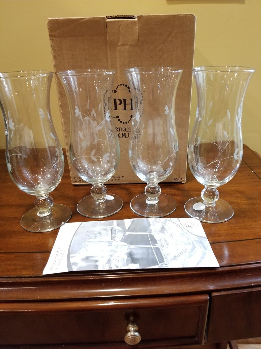 Princess house Crystal Moderna Hurricane Glasses set 4 3614 NEW IN