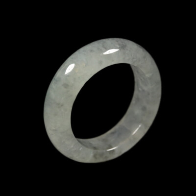 Size 6.5 Certified Grade A 100% Natural Black Green Icy Jadeite Jade Ring 04851
