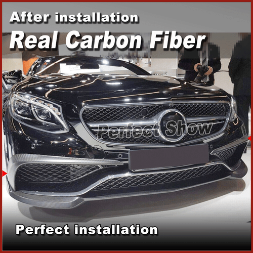 Fit For Benz C217 S500 Sport 14-17 Real Carbon Front Bumper Lip Spoiler Splitter - Picture 6 of 16
