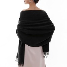 Women's Scarf Pashmina Shawls and Wraps for Evening Dress Bridesmaid Black