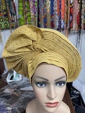 Purple Autogele Aso-Oke African Headtie Auto Gele, Yoruba Gele -NEW