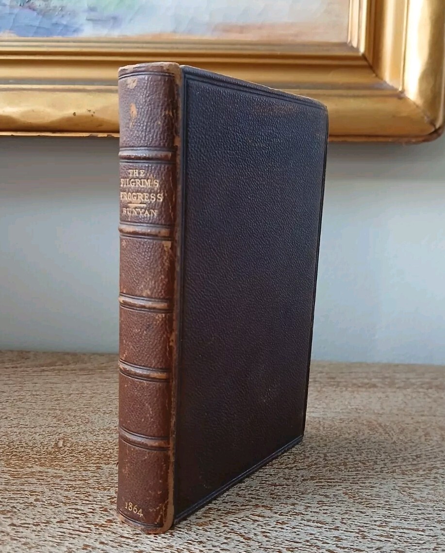 1864 The Pilgrim's Progress John Bunyan Leather Bound Book University Press