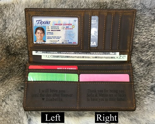 Personalized Long Leather Wallet, Leather Wallet Laser Engraved, Unisex Wallet