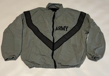 US Army Jacket Mens Medium M Gray Physical Fitness Uniform PFU Jwod Full Zip