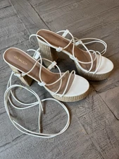 Top Moda White Lace Up Heels - Women's - Size 10