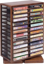 Cassette Tape Storage Box, Wood Cassette Rack, Wooden Cassette Tape Holder 360-D