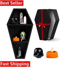 Charming Coffin Shelf  Halloween Accessory Set - Black Decor for Goth Lovers