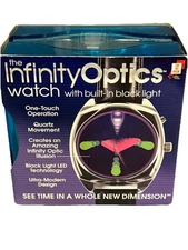 INFINITY OPTICS WATCH WITH BUILT IN BLACK LIGHT NEW w BOX NOS New Dimension 2005