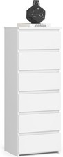 Cassettiera a 6 Cassetti | Credenza Alta | 35x40x109 cm | Bianco