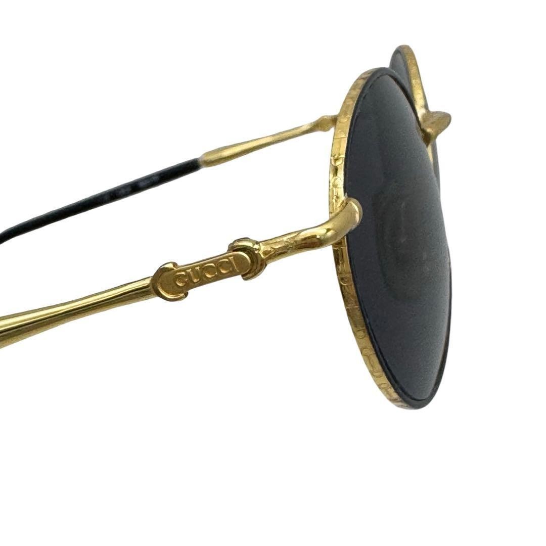 GUCCI QC2 Sunglasses Glasses Oval Frame Gold Black Engraved  MADE IN ITALY Mens thumbnail 2