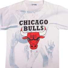 VINTAGE ALL OVER PRINT NBA CHICAGO BULLS TEE SHIRT 1990s SIZE LARGE MADE IN USA