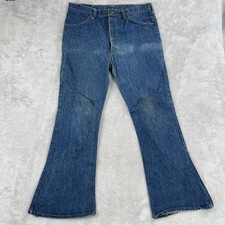 Vintage Sears Jeans Joint Flare Leg Denim Jeans 38x30 Blue Men 70s Bell Bottom